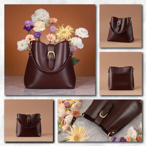 Water-Resistant Red Vegan Leather Bag - Stylish Women's Small Shoulder Handbag - Picture 2 of 7